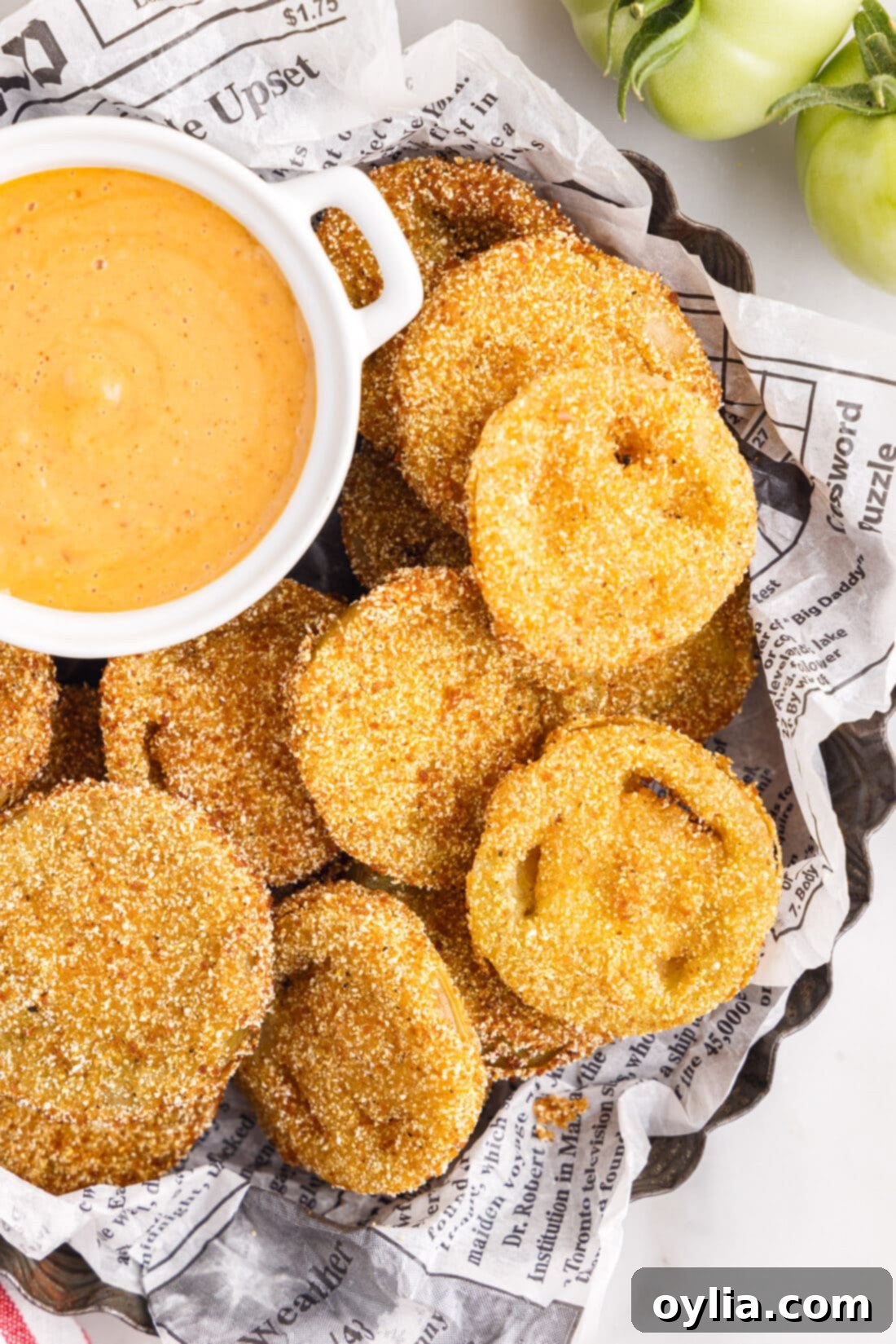 plate fo Fried Green Tomatoes with sauce