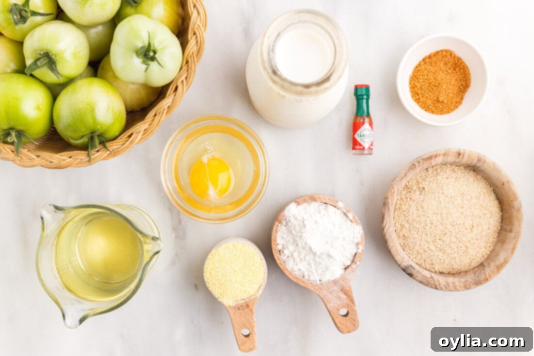 ingredients to make Fried Green Tomatoes
