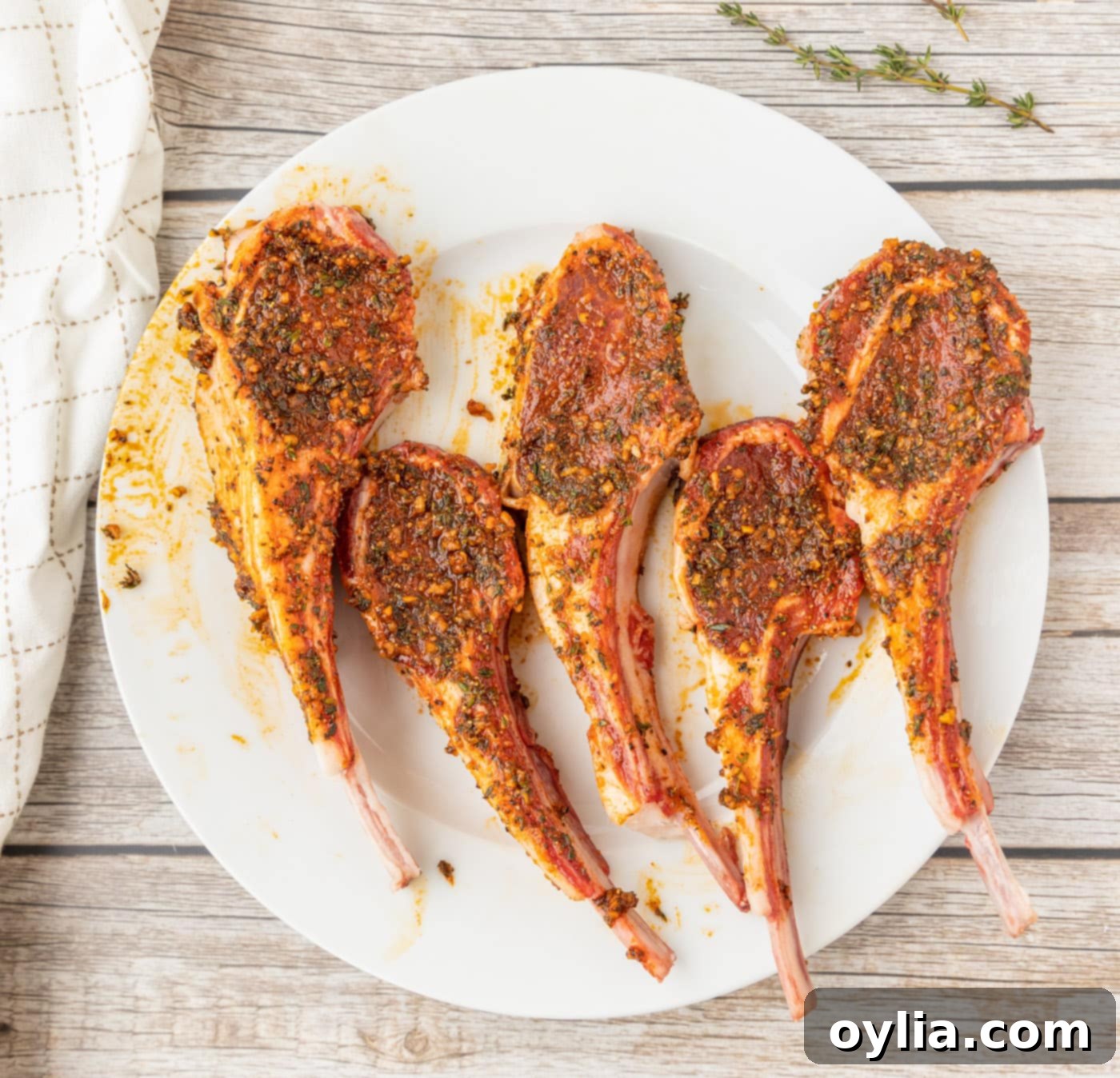 lamb loin chops rubbed with spices