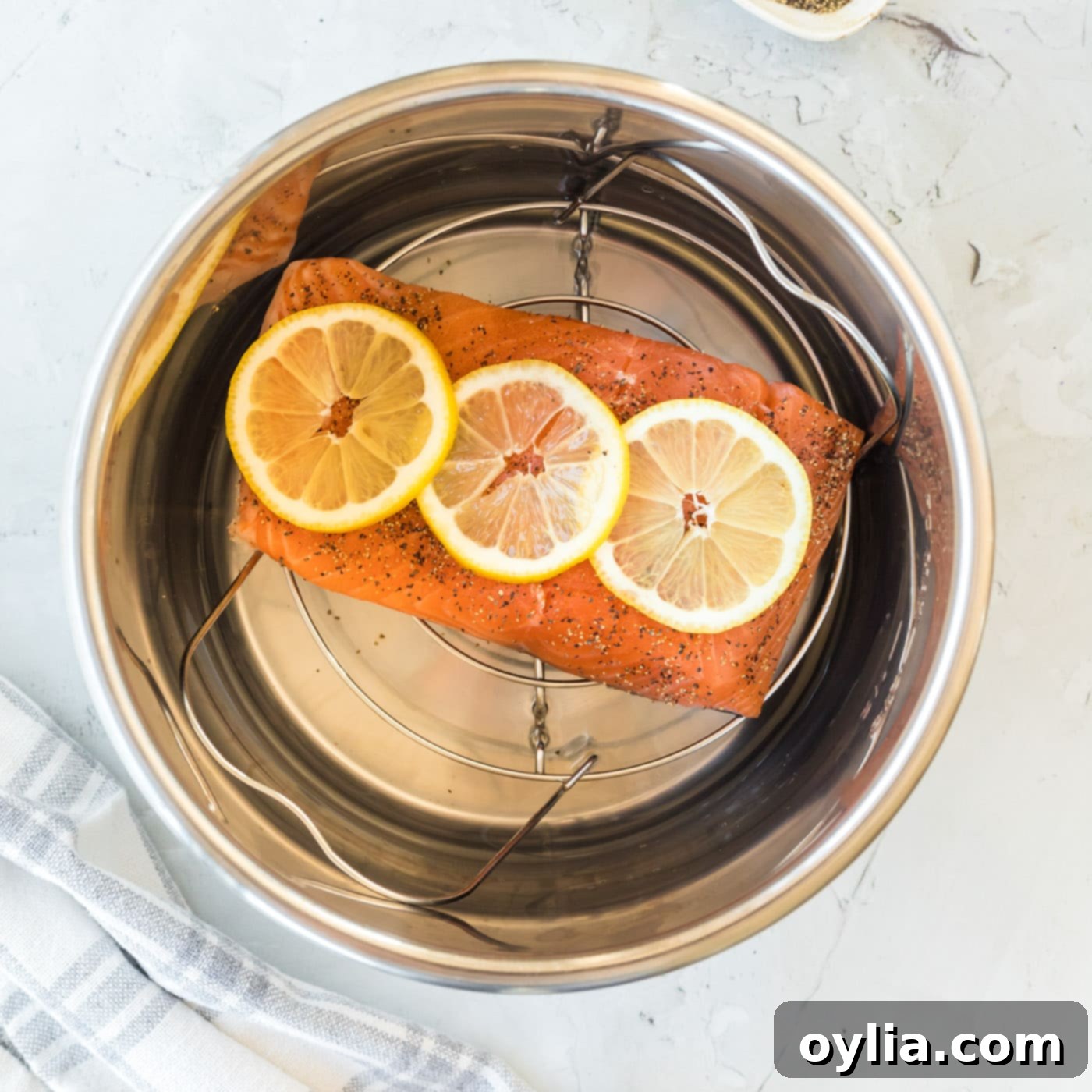 lemon slices on top of salmon in instant pot