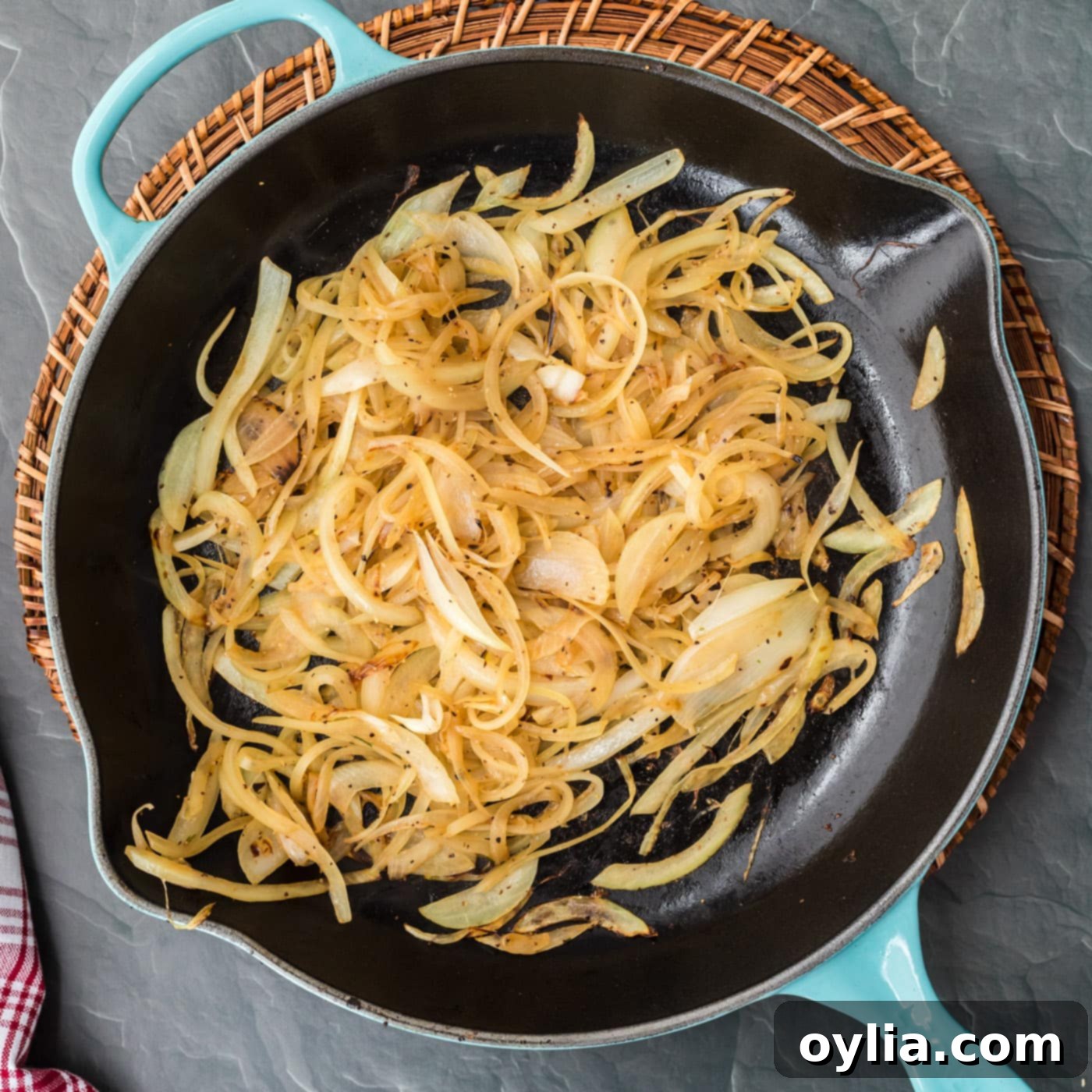 sauteed onions in a pan