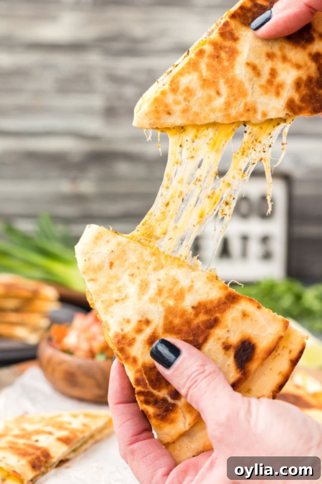 stretching a cheesy Quesadilla