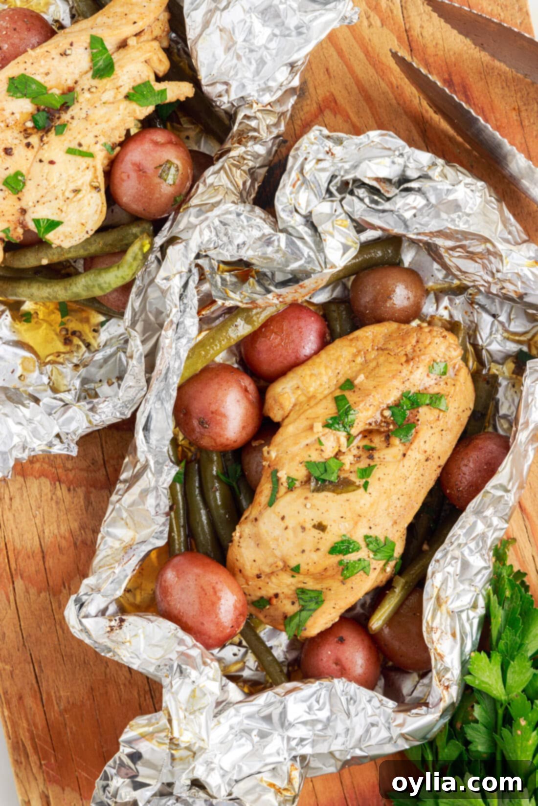 Tin Foil Dinners 3 potatoes and chicken Campfire Foil Packets