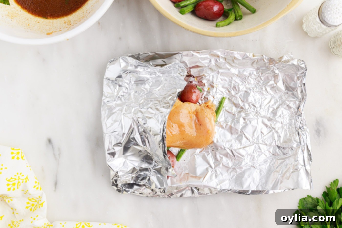 folded chicken foil packet