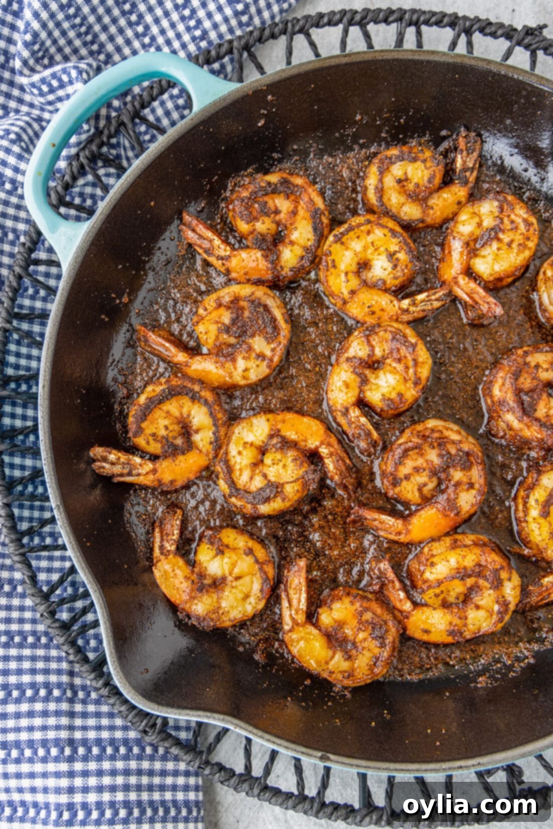 Cajun Blackened Shrimp 3 Blackened Shrimp in skillet