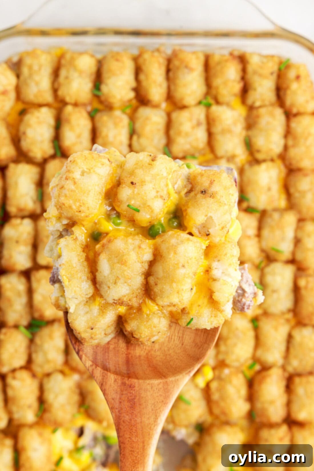 spoon of Tatertot Casserole