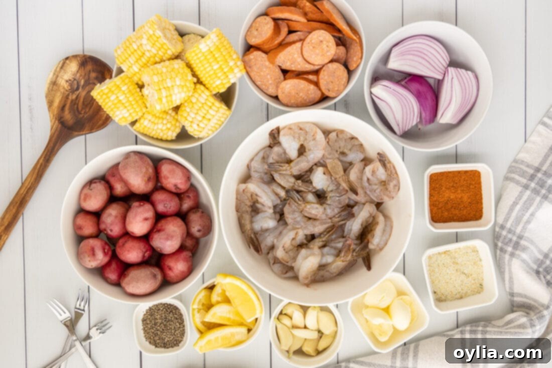 ingredients for Shrimp Boil