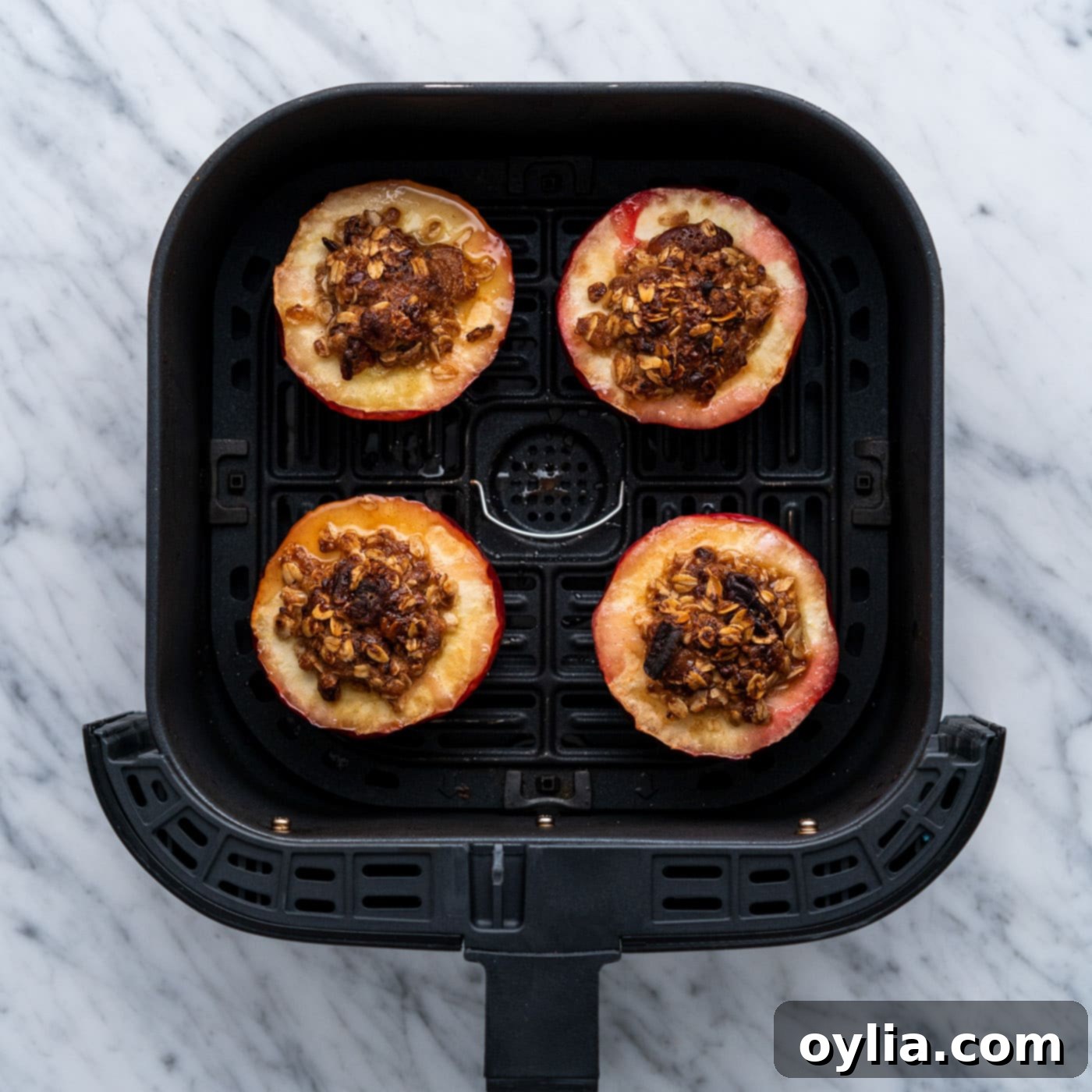 Air fryer baked apples, golden and tender
