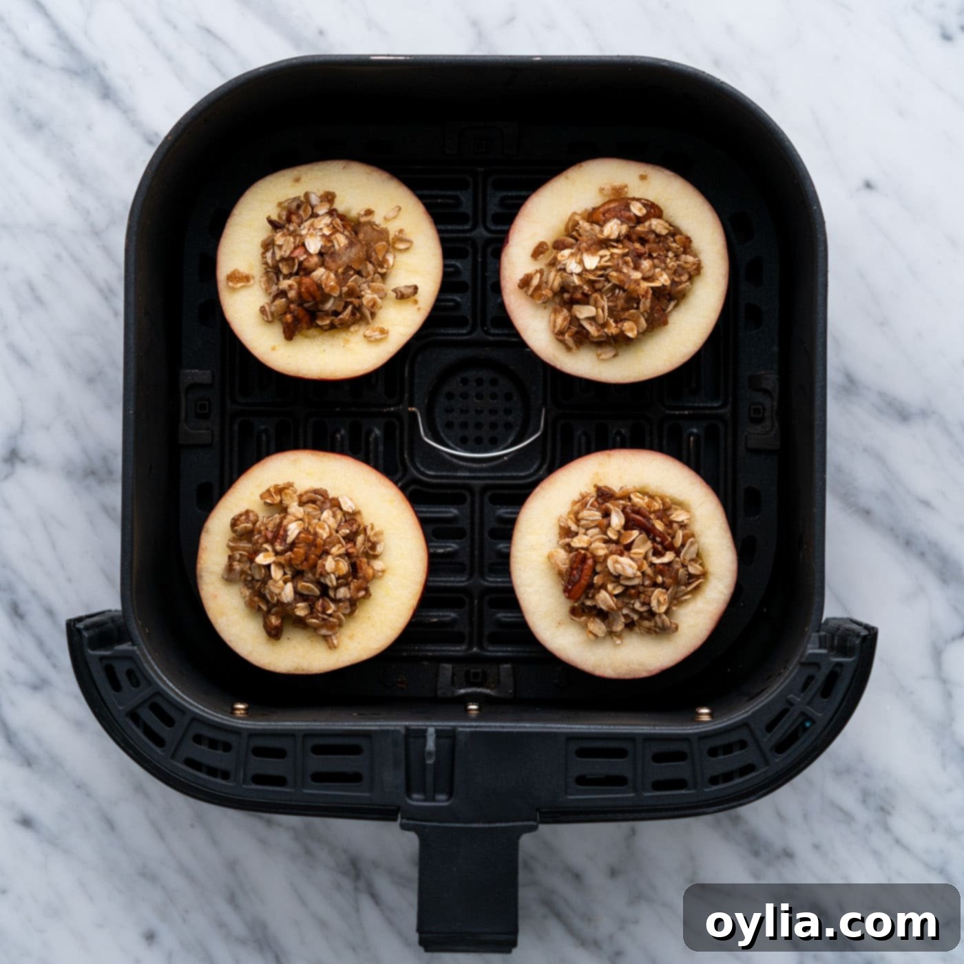 Baked apples in the air fryer basket