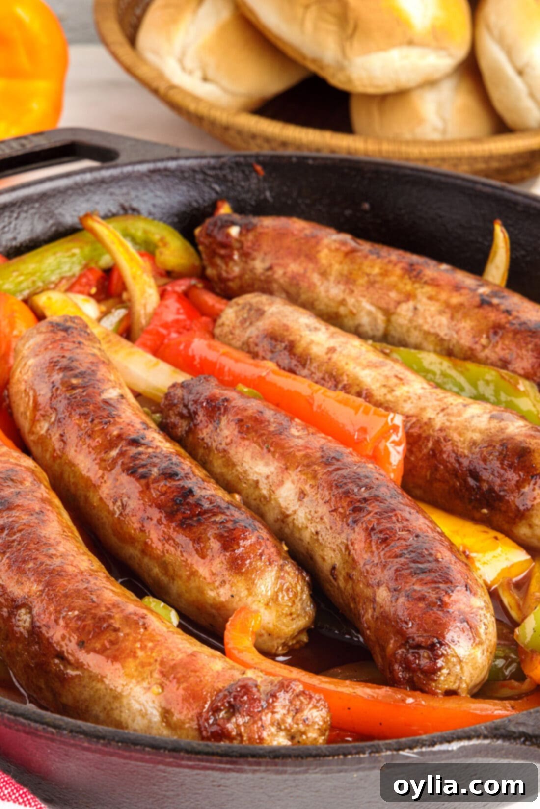 Rustic Sausage and Pepper Skillet 2 Sausage and Peppers in a skillet