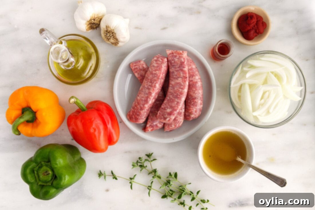 Rustic Sausage and Pepper Skillet 4 ingredients to make Sausage and Peppers