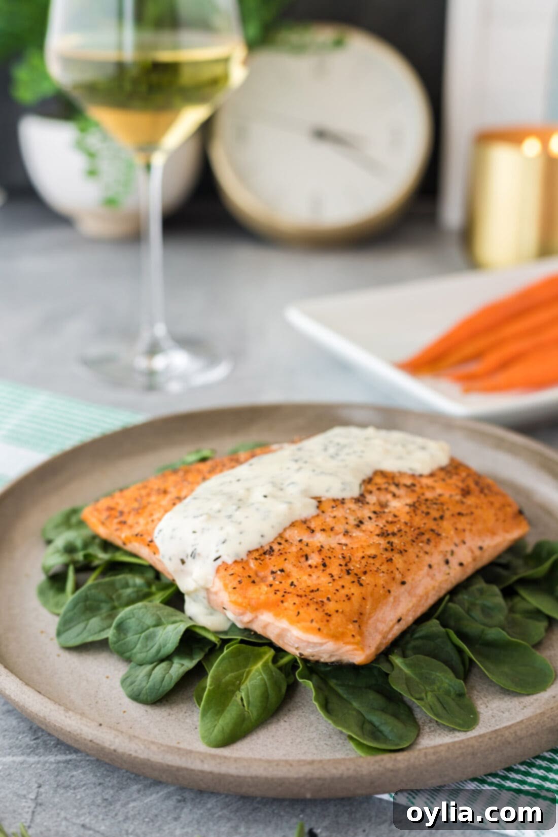 Creamy Rosemary Sauce 3 Baked salmon topped generously with Rosemary Cream Sauce