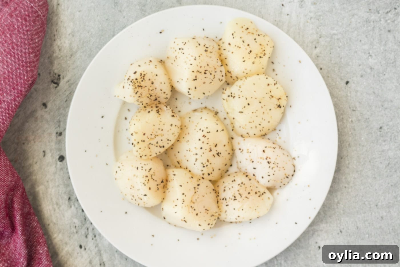 scallops seasoned with salt and pepper