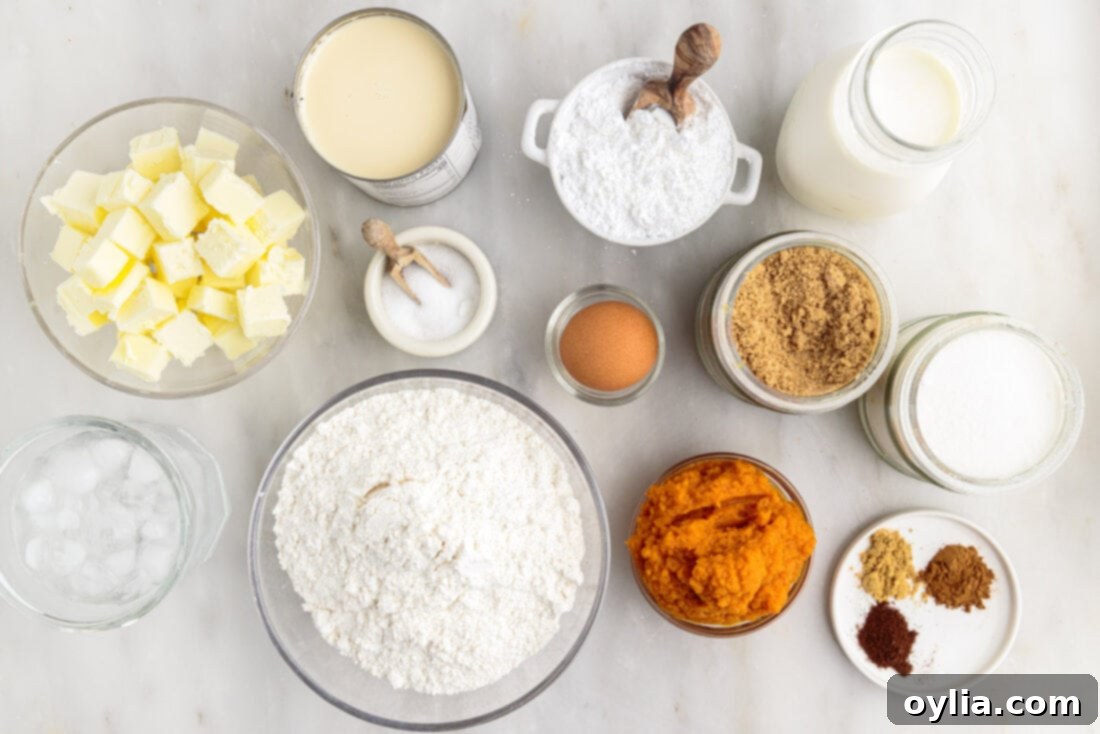 Ingredients for Mini Pumpkin Pies laid out on a table