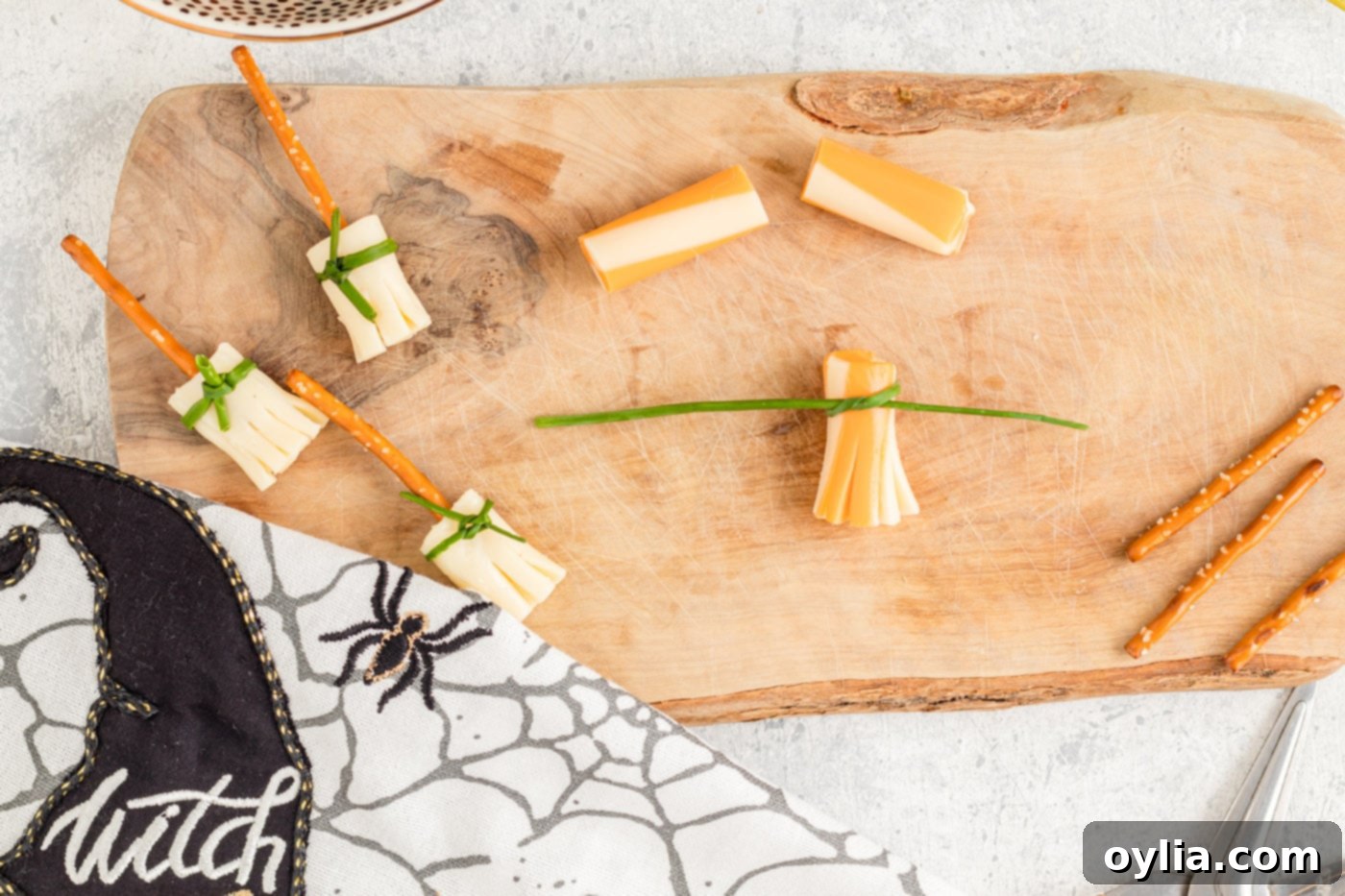 cheese tied with a chive