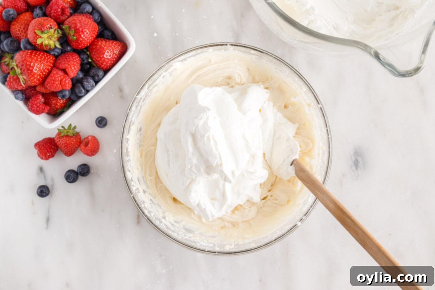 whipped cream folded into chantilly cake