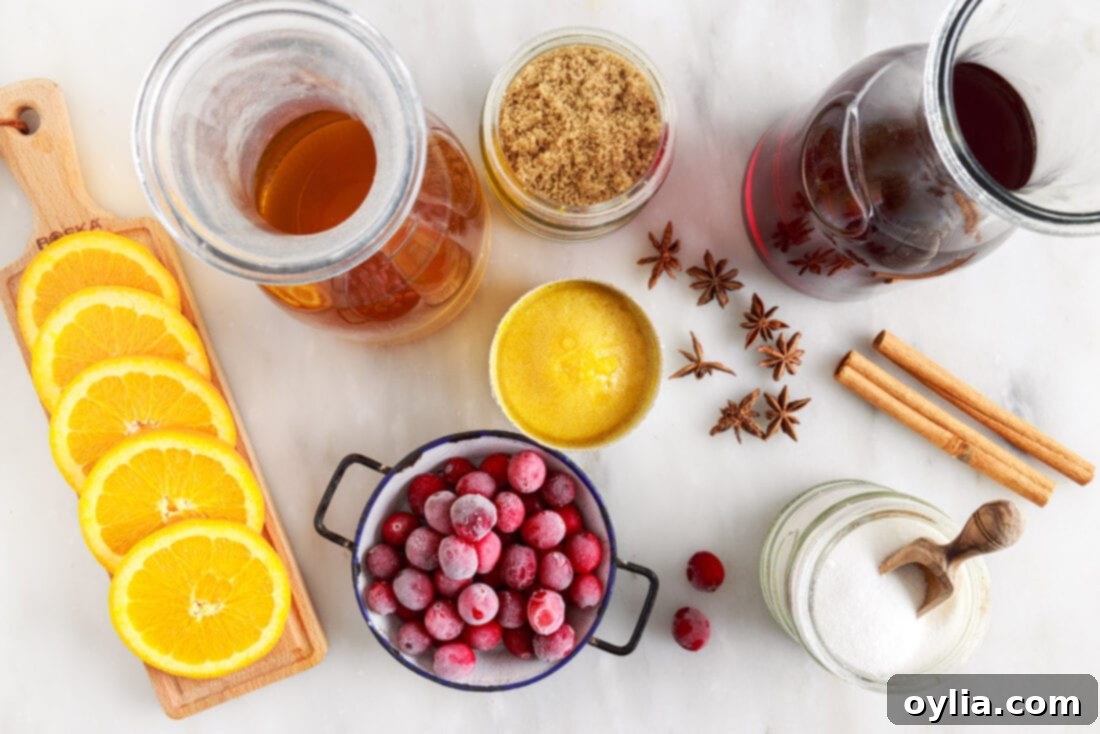 ingredients for Hot Cranberry Punch