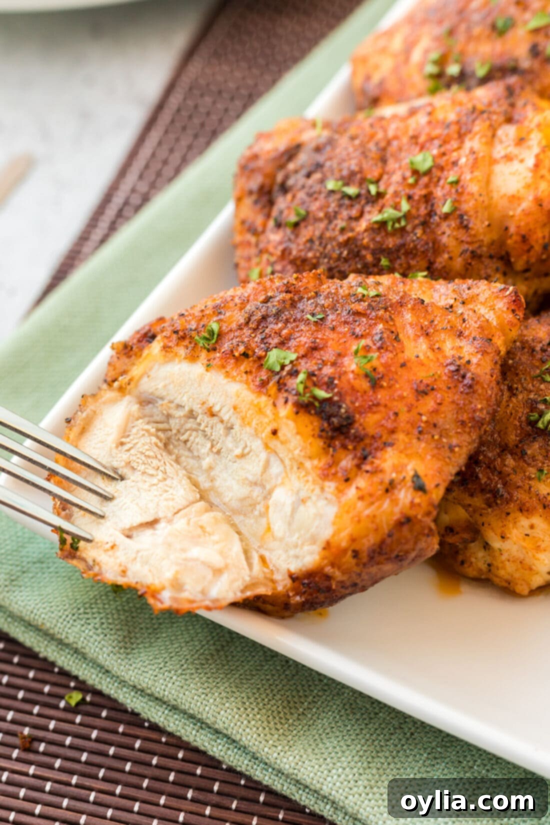 Crispy Baked Chicken Thighs 3 Baked Chicken Thigh with a cut in it