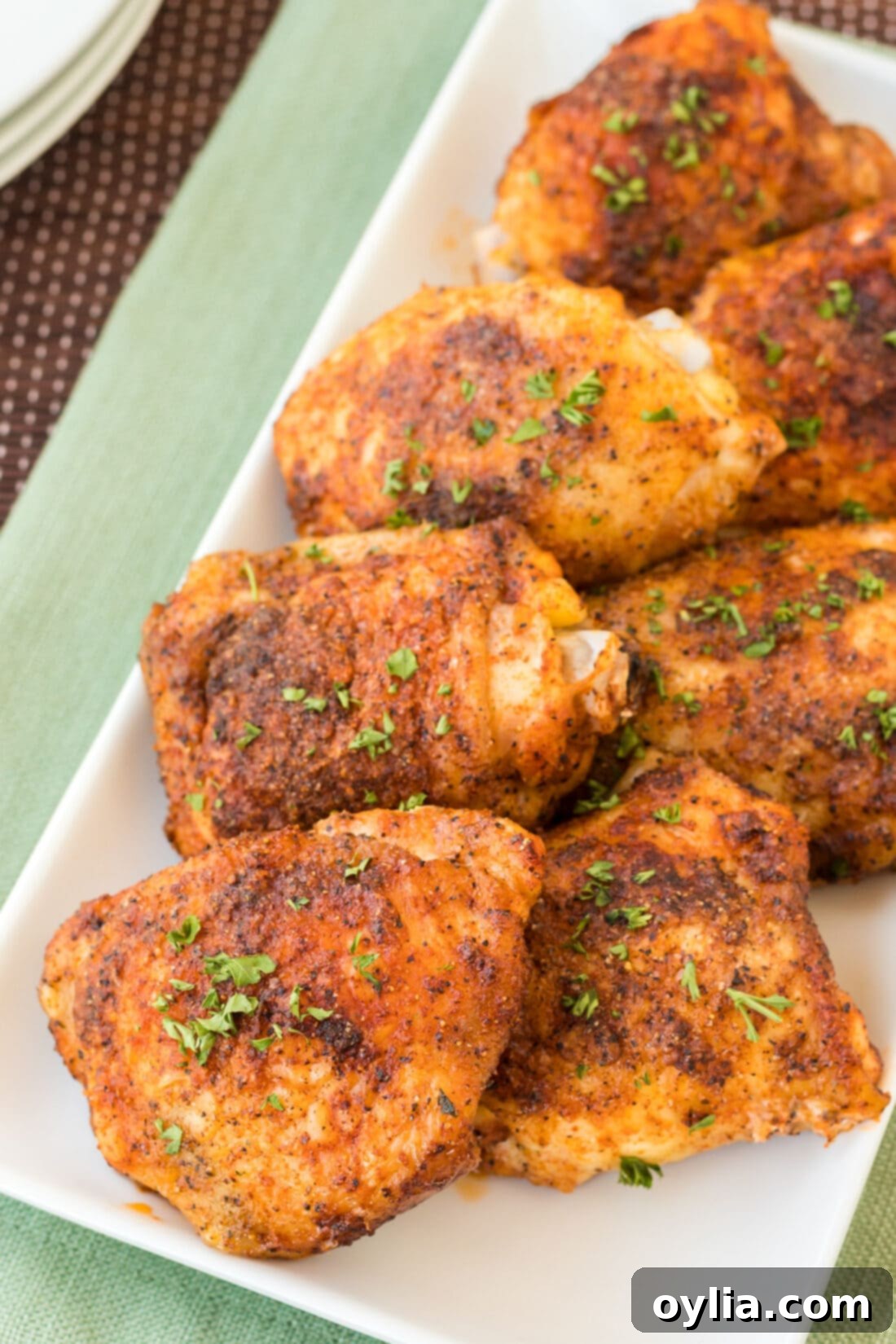 Crispy Baked Chicken Thighs 8 platter of Baked Chicken Thighs