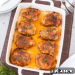 Crispy Baked Chicken Thighs 9 Baked Chicken Thighs in a pan