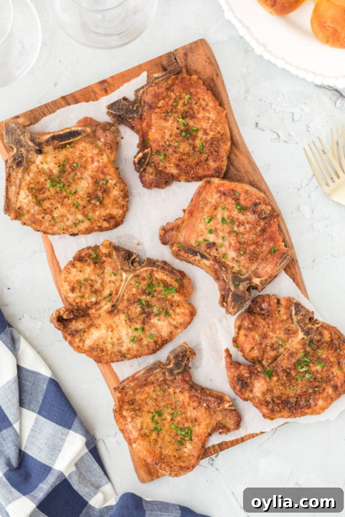 platter of Golden Brown Fried Pork Chops