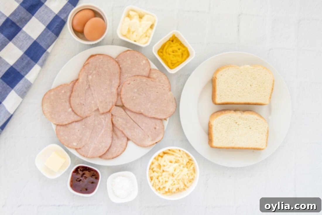 ingredients for Monte Cristo Sandwich