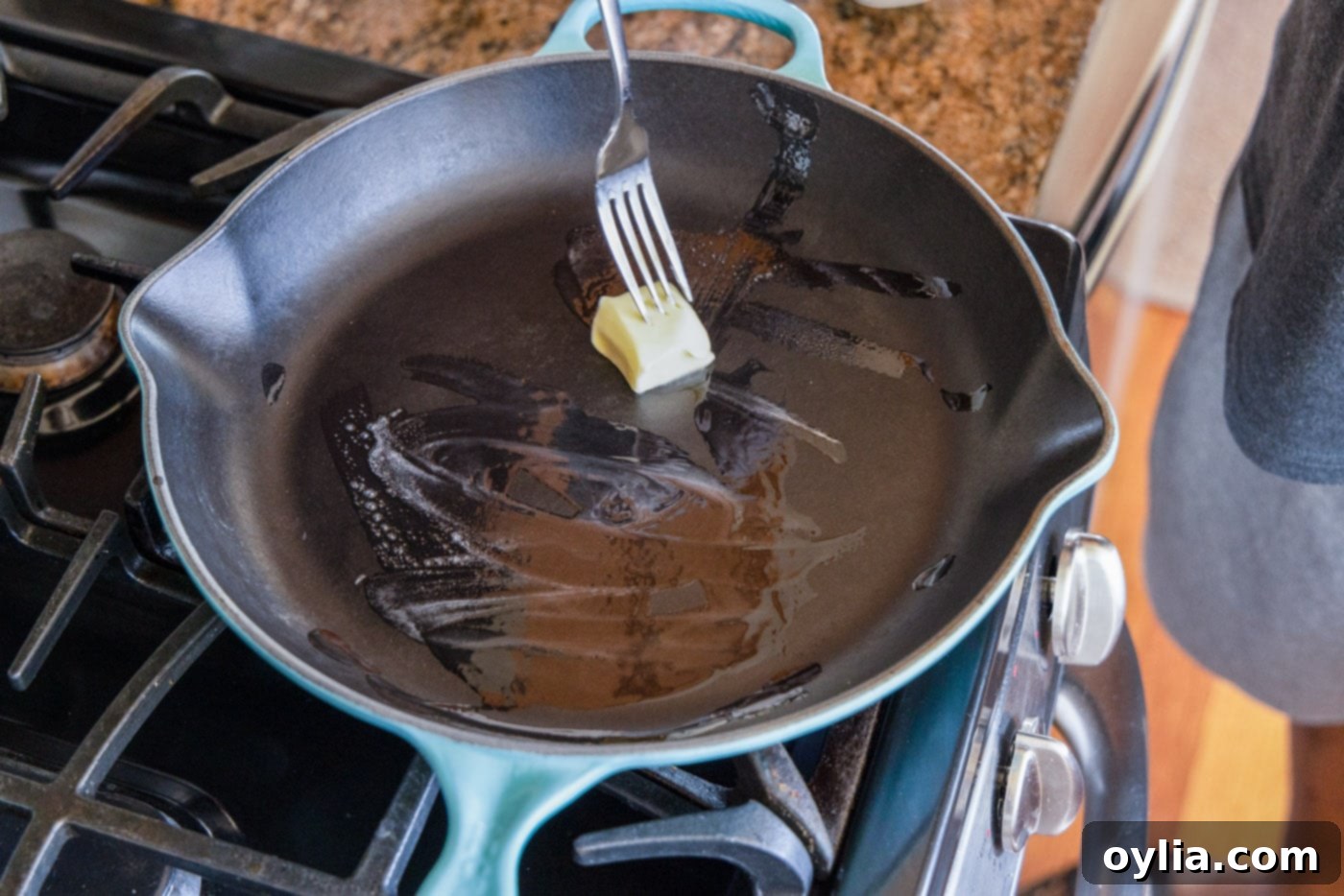 melting butter in a skillet
