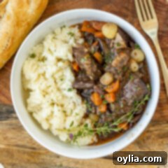 Beef Bourguignon in a bowl