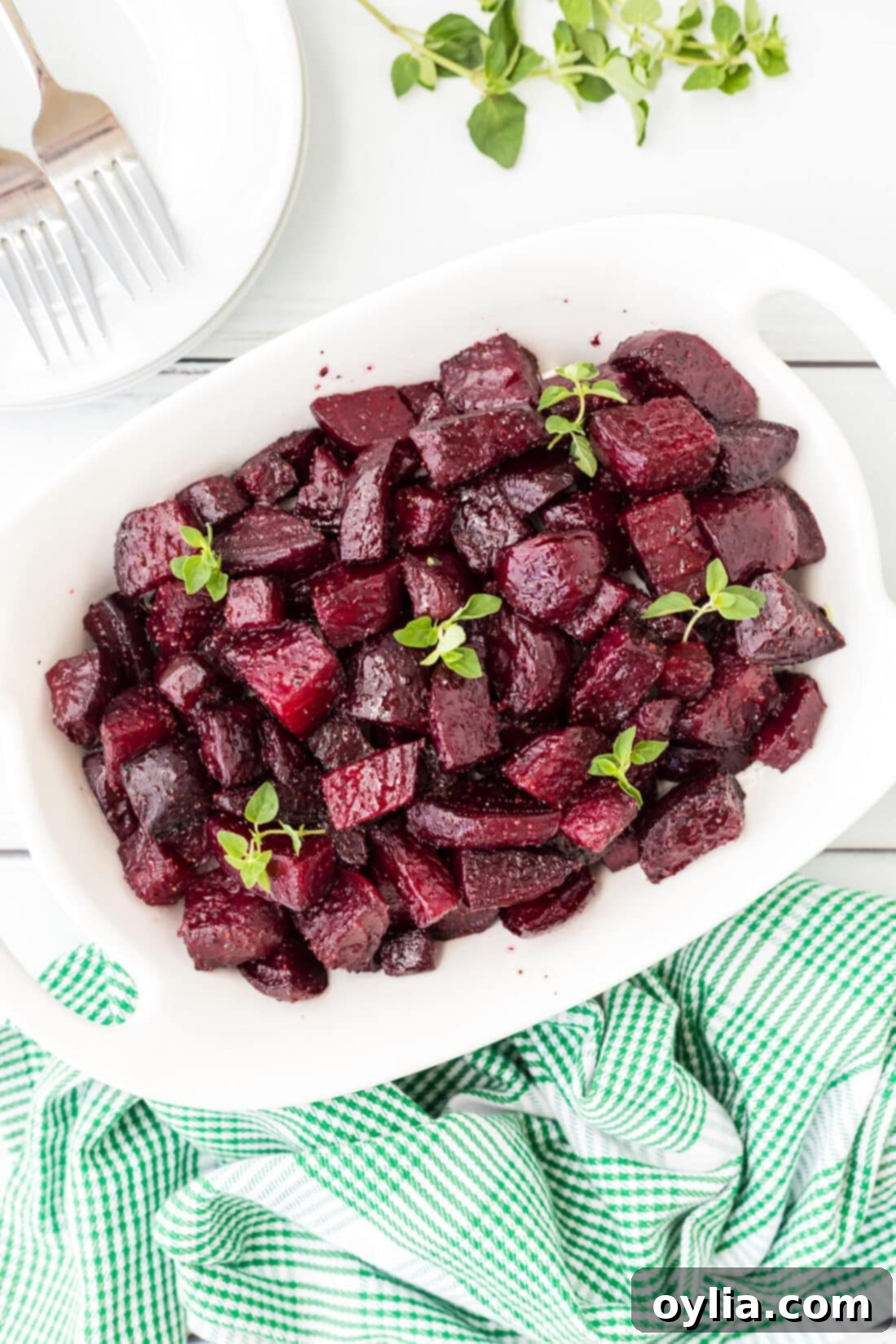 casserole dish of Roasted Beets