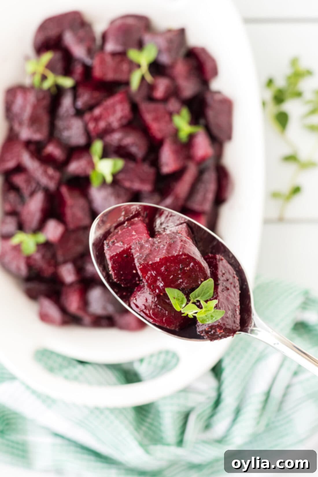 serving spoon of Roasted Beets