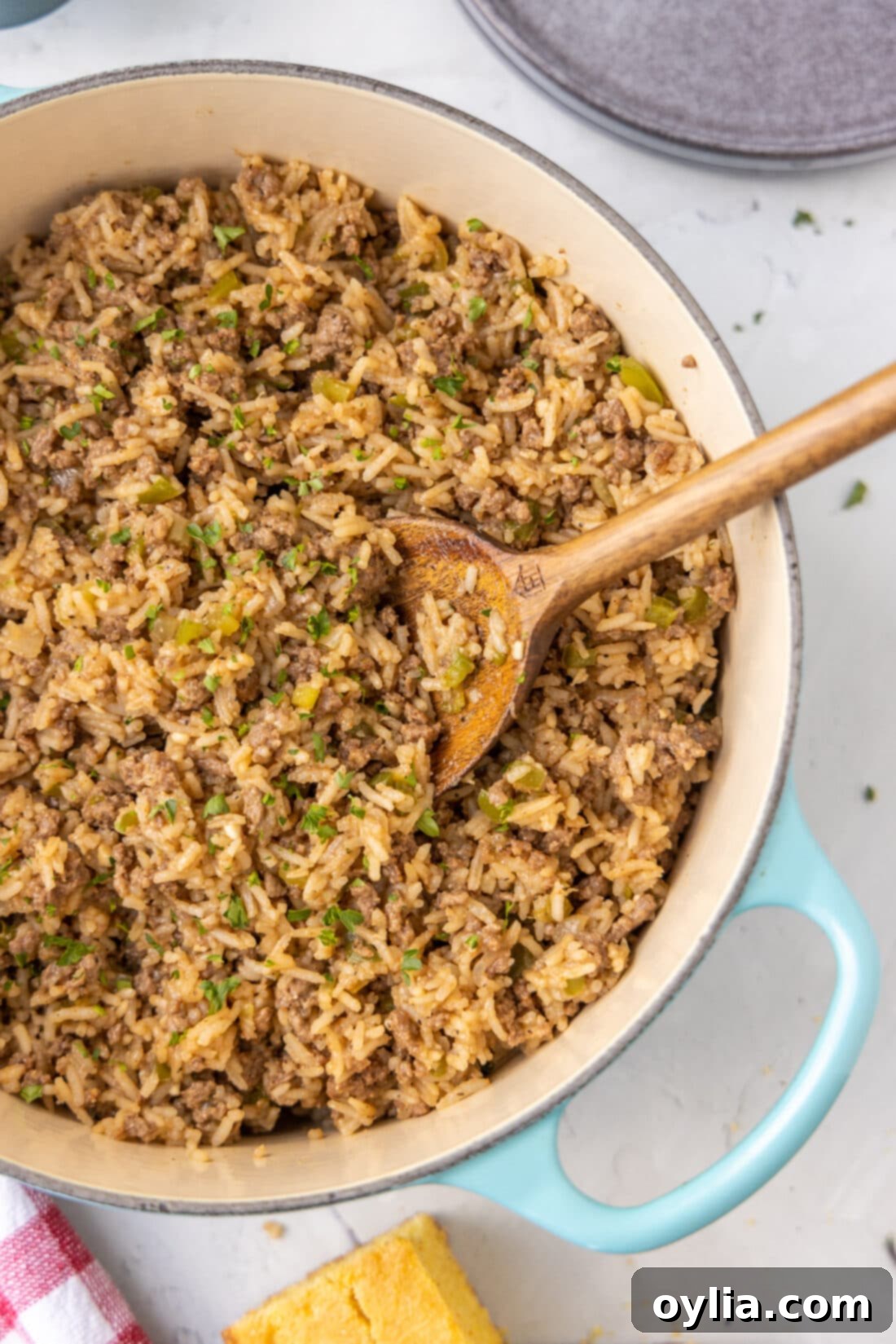 Savory Louisiana Rice 3 pan of Dirty Rice