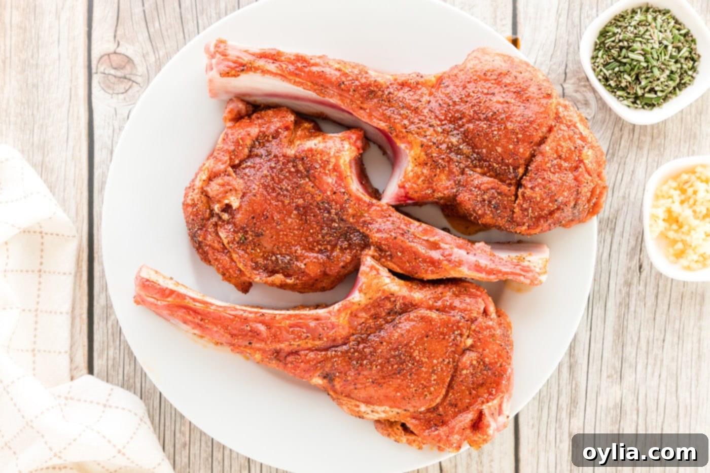 veal chops rubbed with seasonings