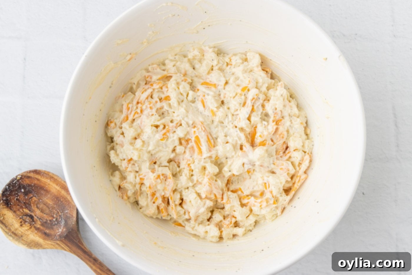 funeral potato mixture in a bowl