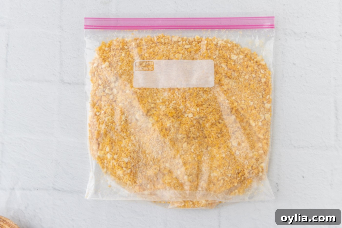 ritz crackers and cornflake crushed in a ziplock bag
