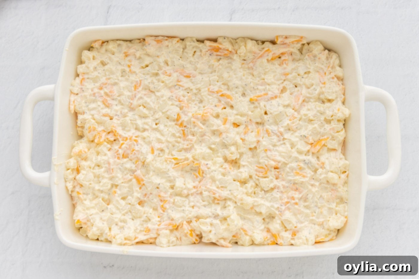 funeral potatoes in a casserole dish