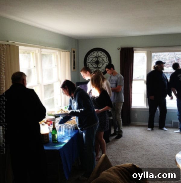 Family and friends enjoying Thanksgiving dinner