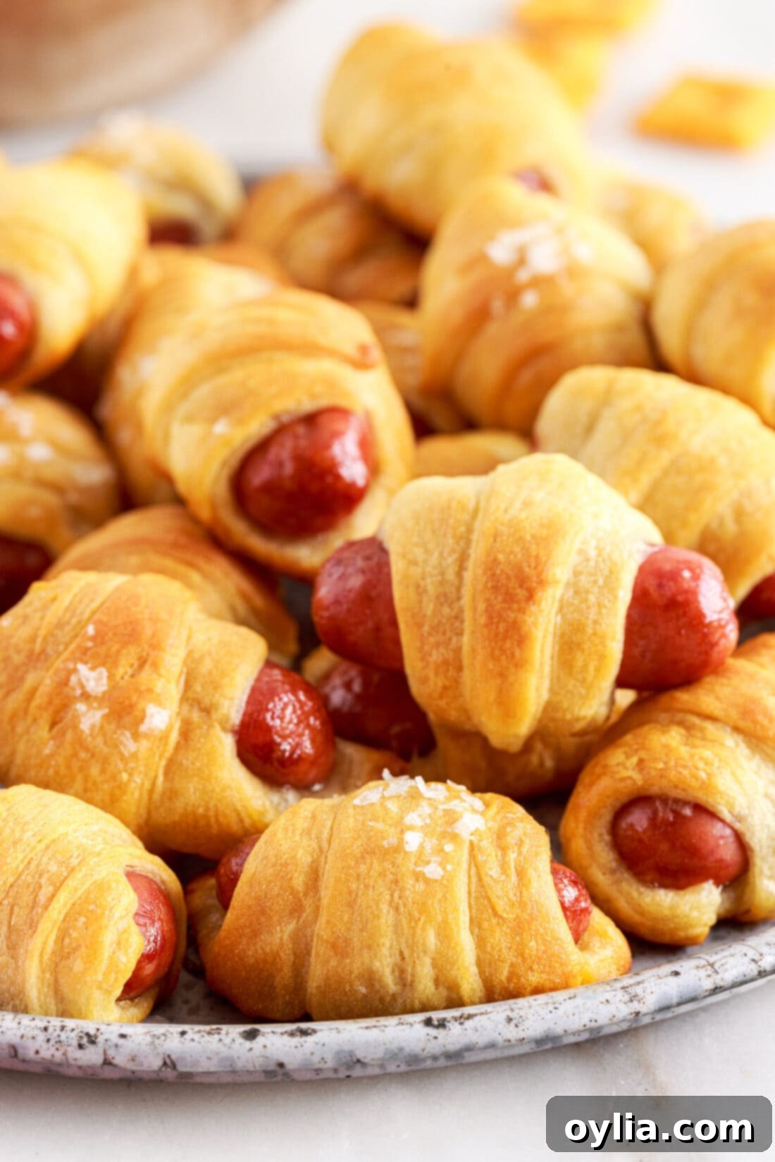 Snug Sausages 2 plate of golden brown Pigs in a Blanket ready to be served