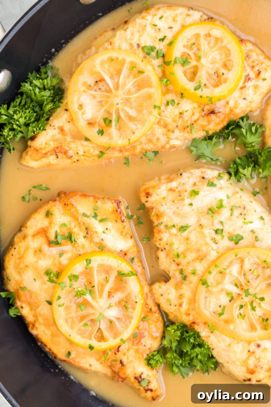 Chicken Francese in a skillet