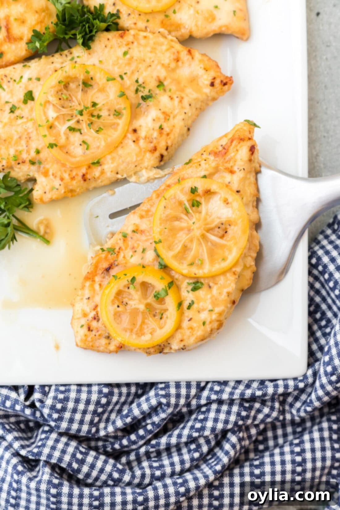 spatula lifting Chicken Francese