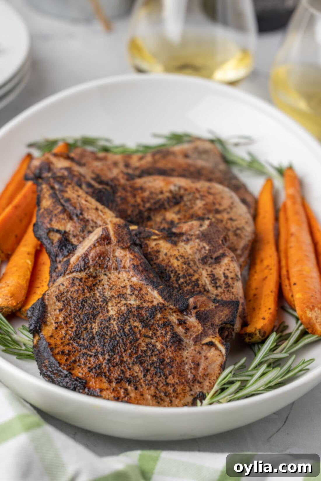 platter of Sous Vide Pork Chops