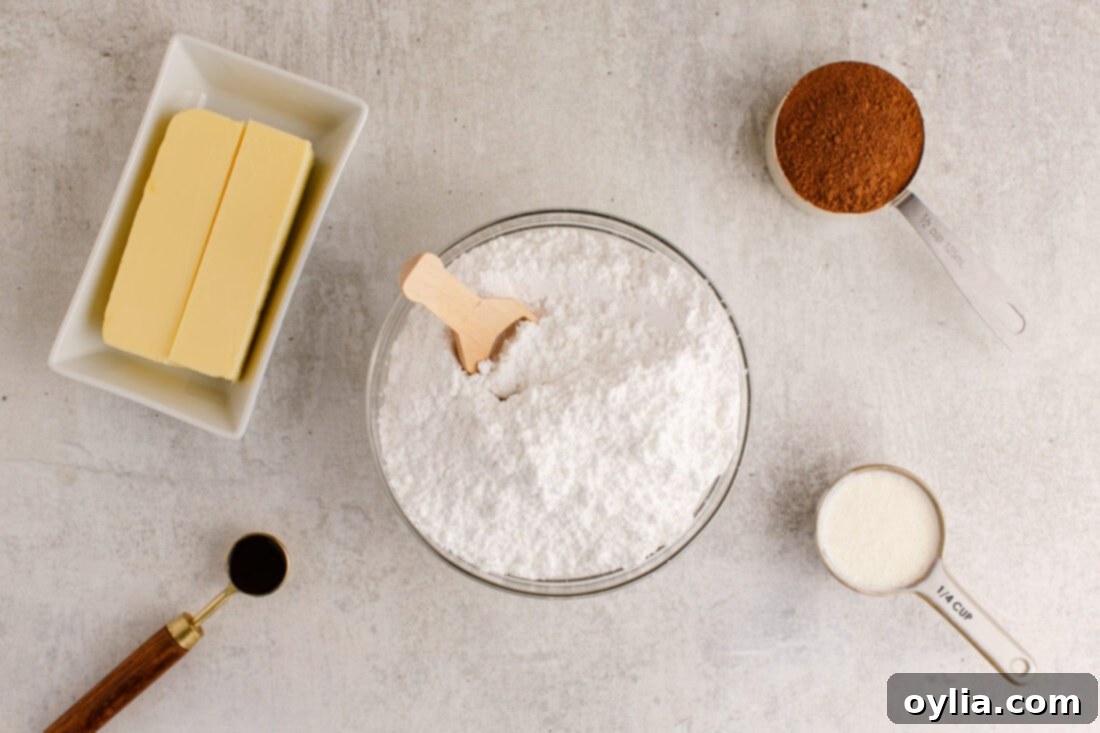 ingredients for Chocolate Buttercream Frosting