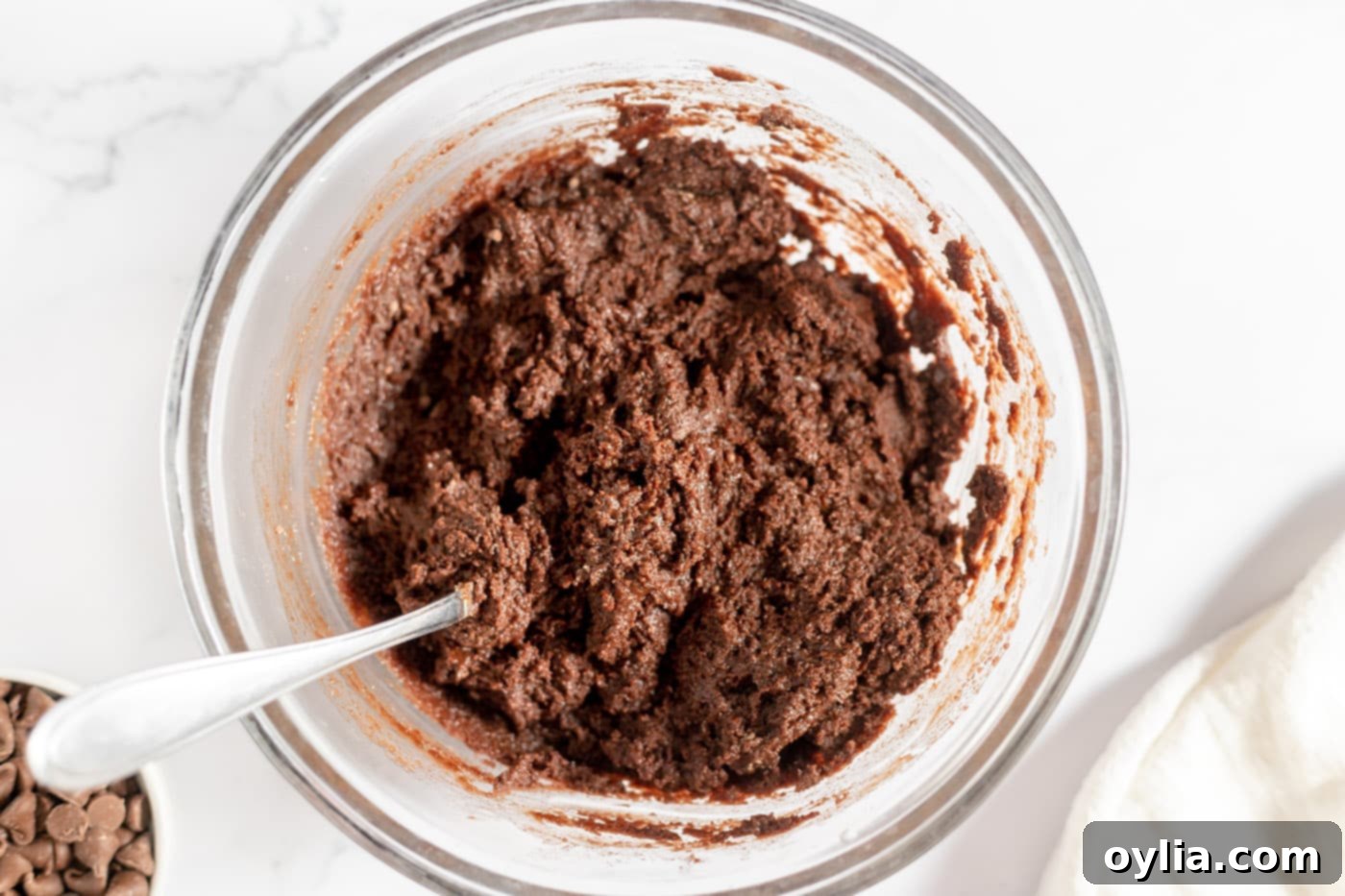 chocolate cake mix dough for cookies in a bowl