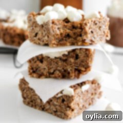 Hot Cocoa Infused Rice Krispie Treats 13 Hot Cocoa Rice Krispie Treats with a bite out