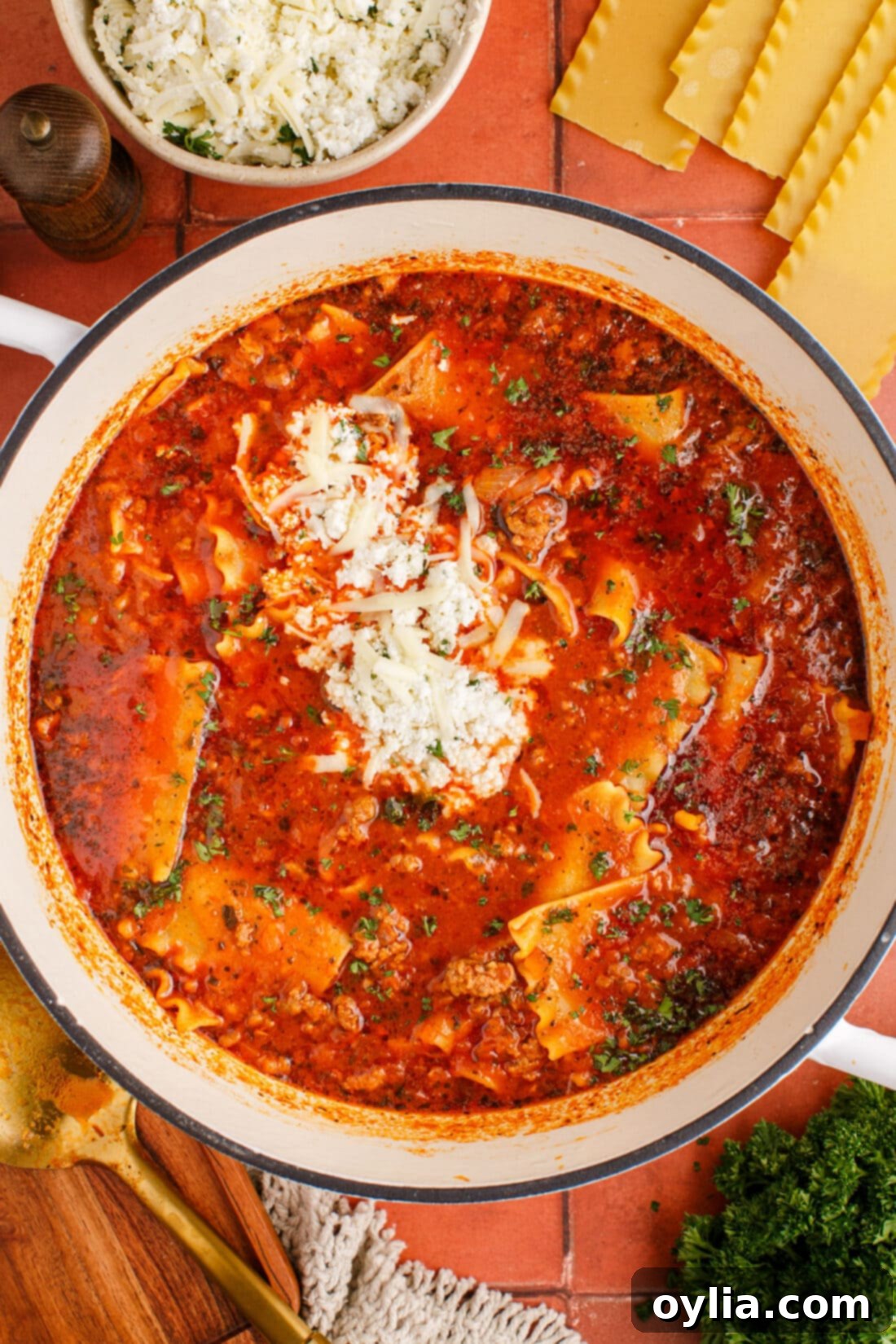 Pot of Lasagna Soup