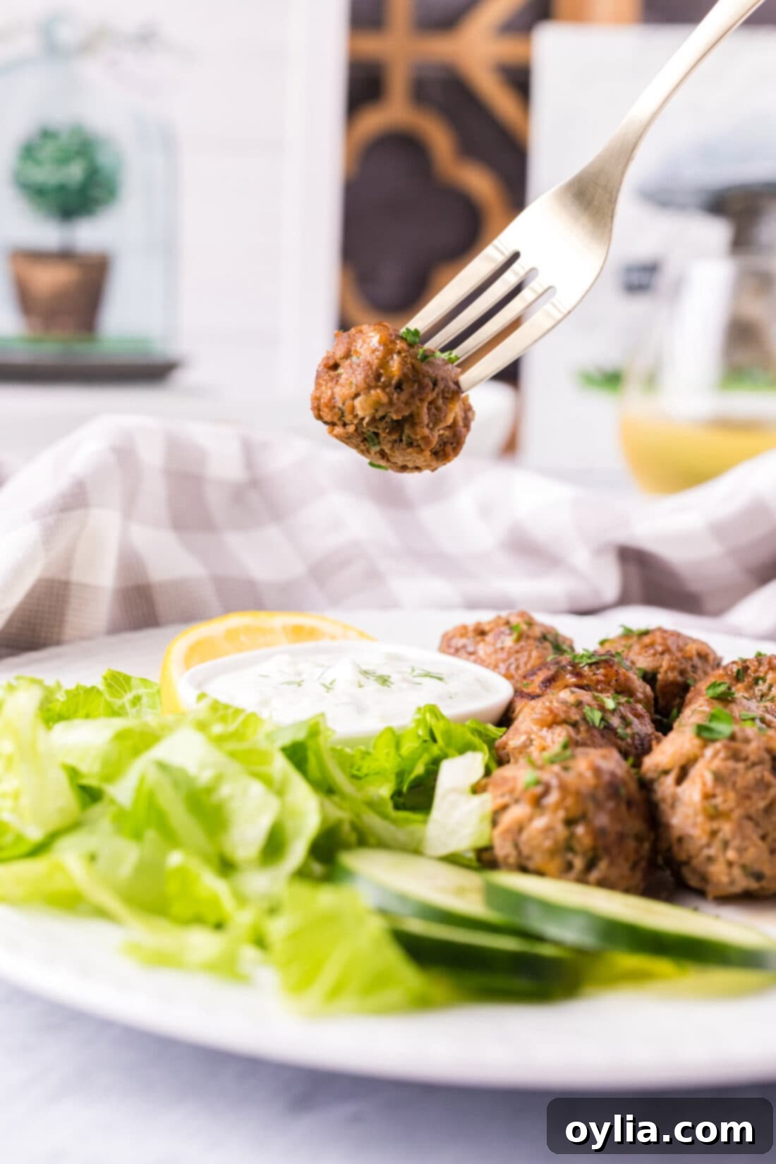 Flavorful Lamb Meatballs 3 Lamb Meatball on a fork