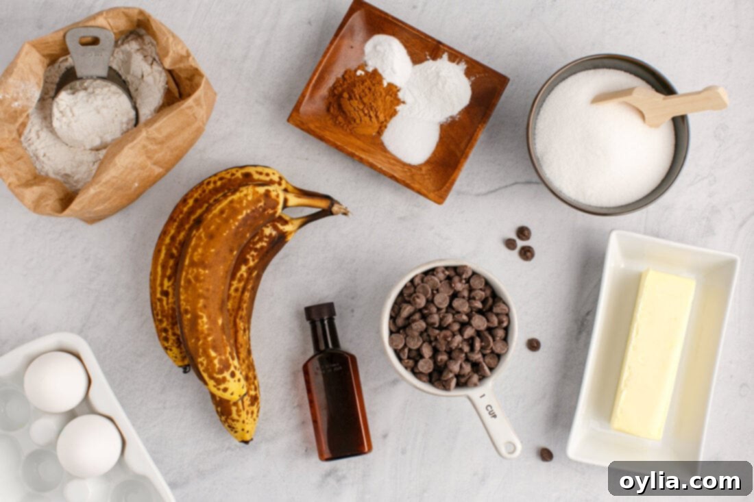 Ingredients for Chocolate Chip Banana Bread