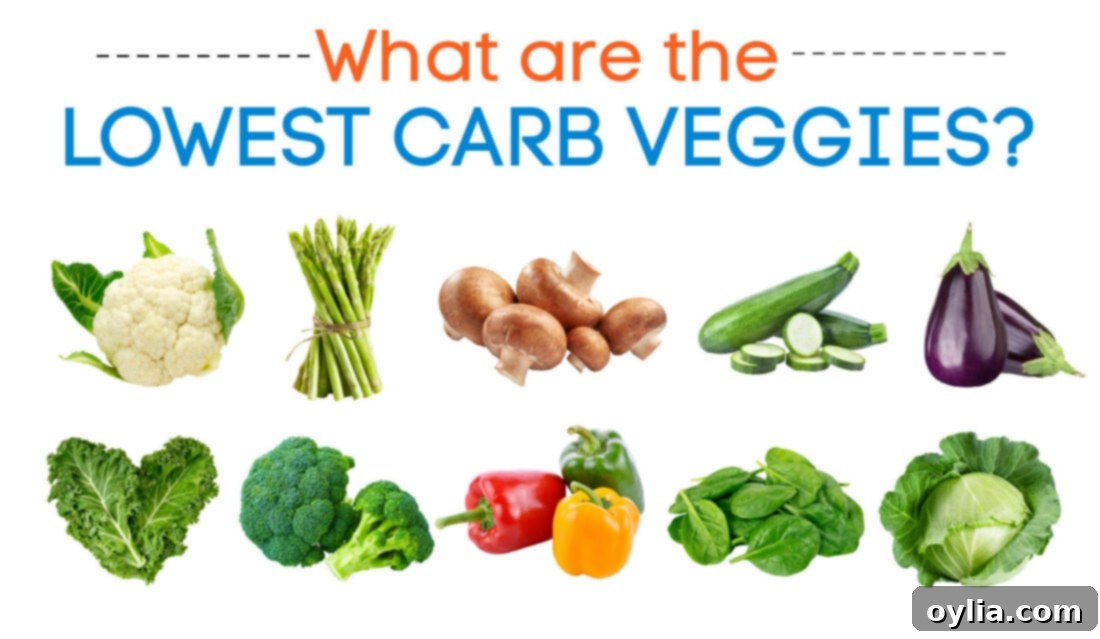 A vibrant assortment of ten top low-carb vegetables, including leafy greens, broccoli, cauliflower, and bell peppers, arranged attractively.