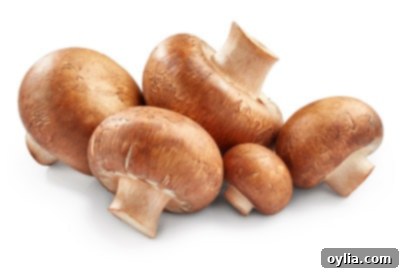 A cluster of fresh champignon mushrooms, with their characteristic white caps and short stems.