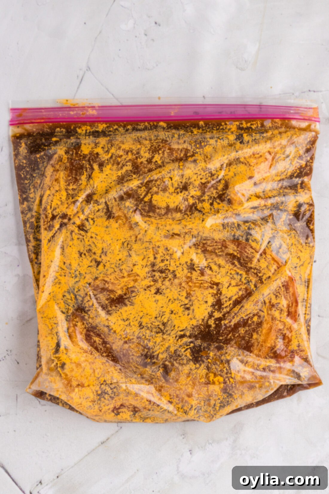 Ribeye Steak Marinade in a zipper bag, ready to be used