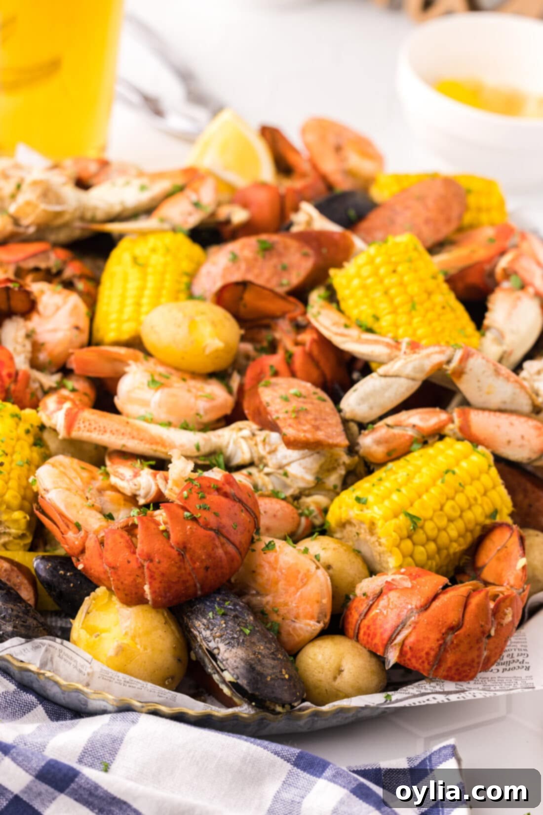 Coastal Seafood Feast 3 Seafood Boil in a metal serving platter